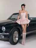 LANE CI - Blush Pink Floral Mini Swan Dress