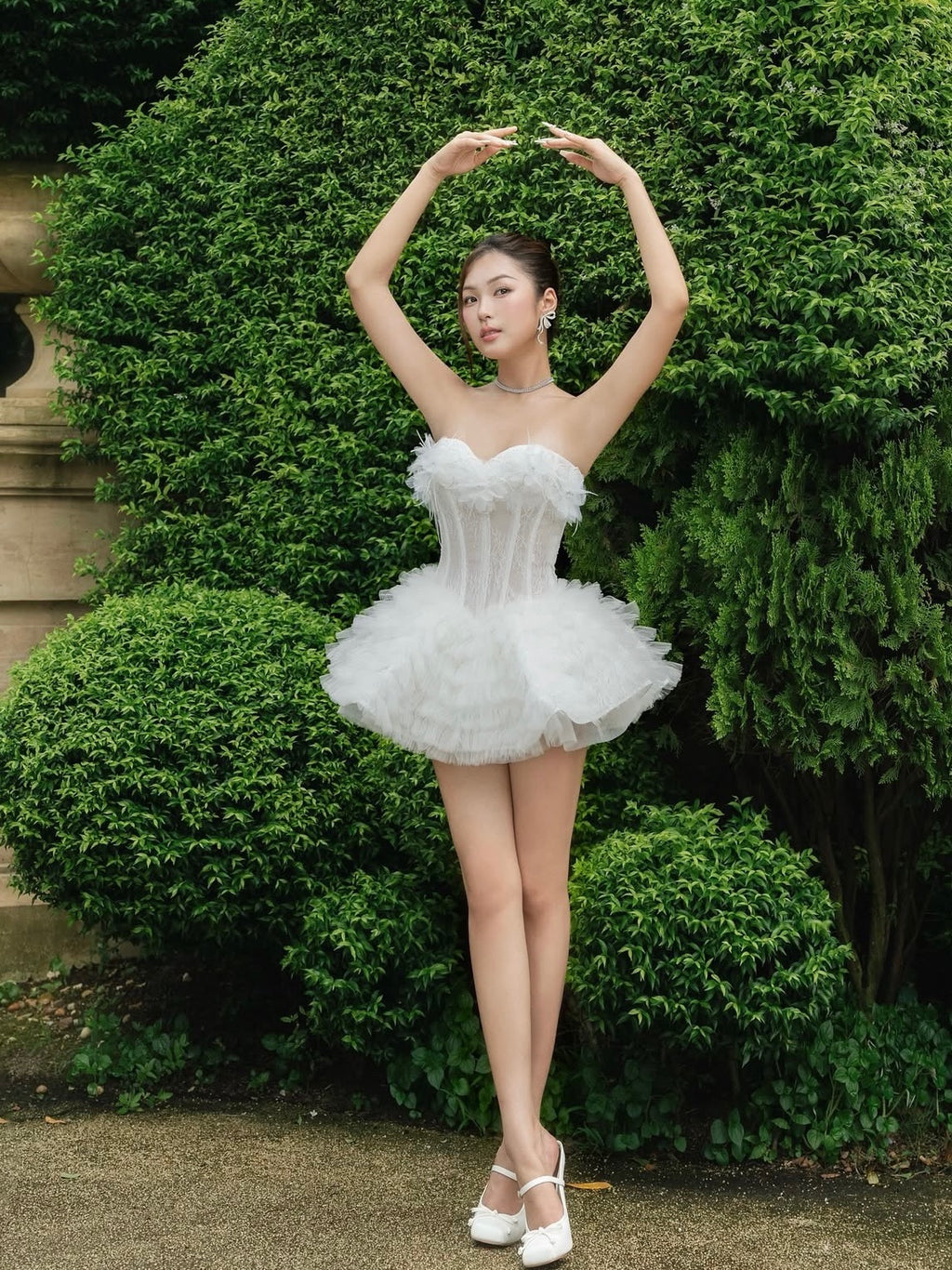 LANE CI - White Swam Dress