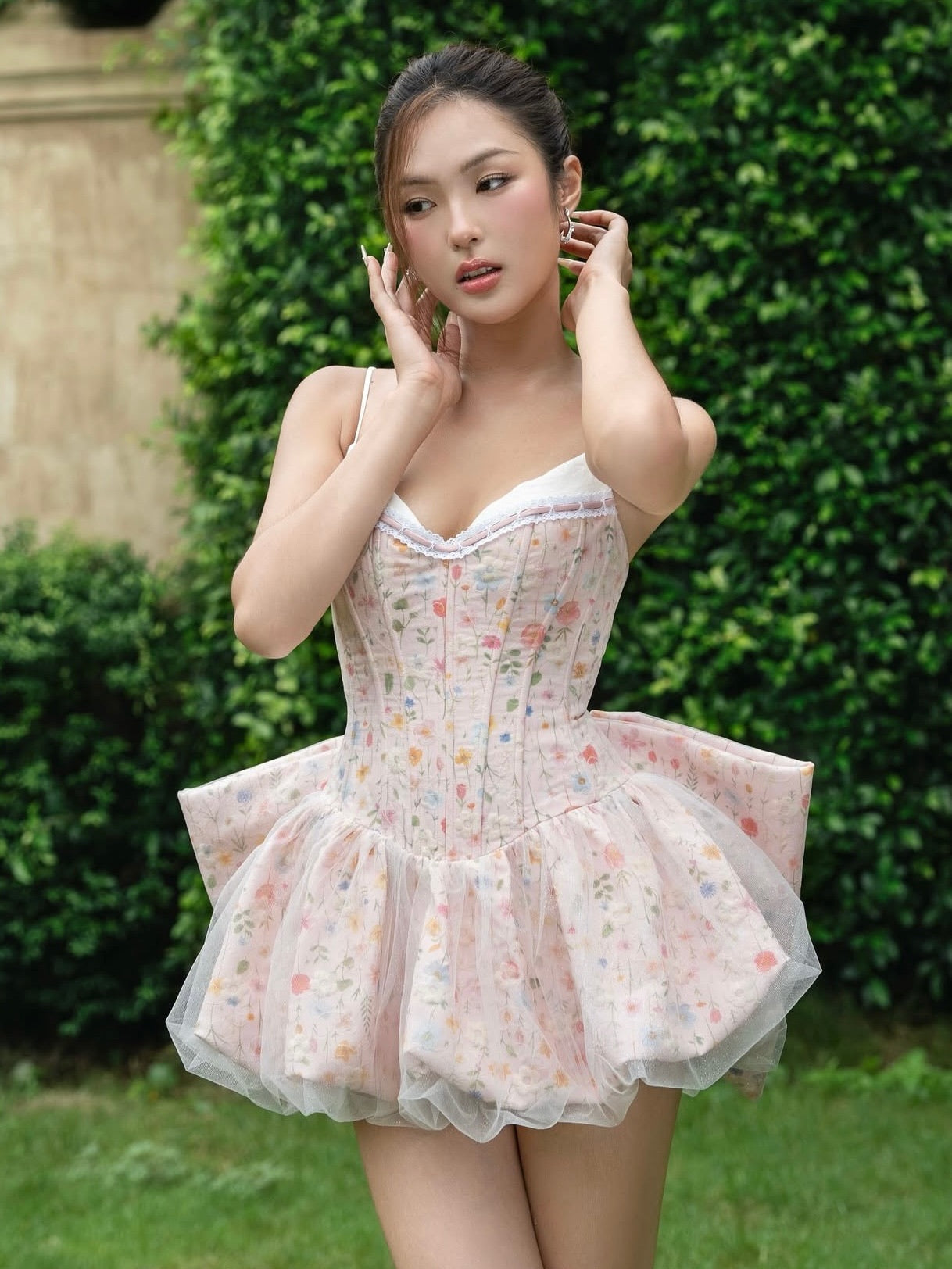 LANE CI -  Cazie Blush Pink Bow Mini Dress