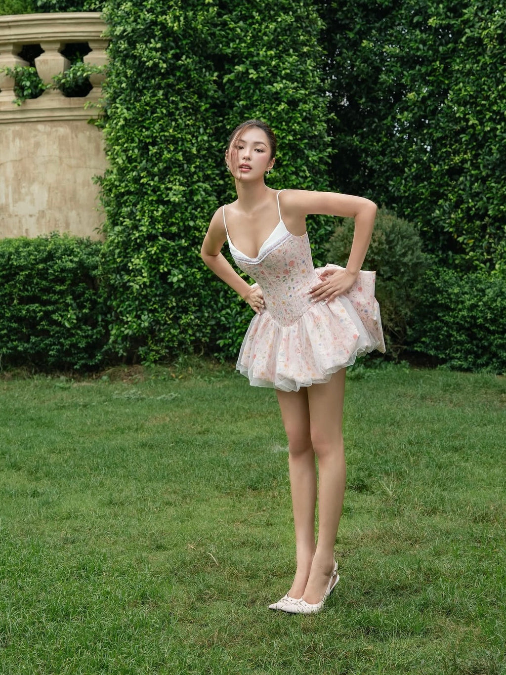 LANE CI -  Cazie Blush Pink Bow Mini Dress