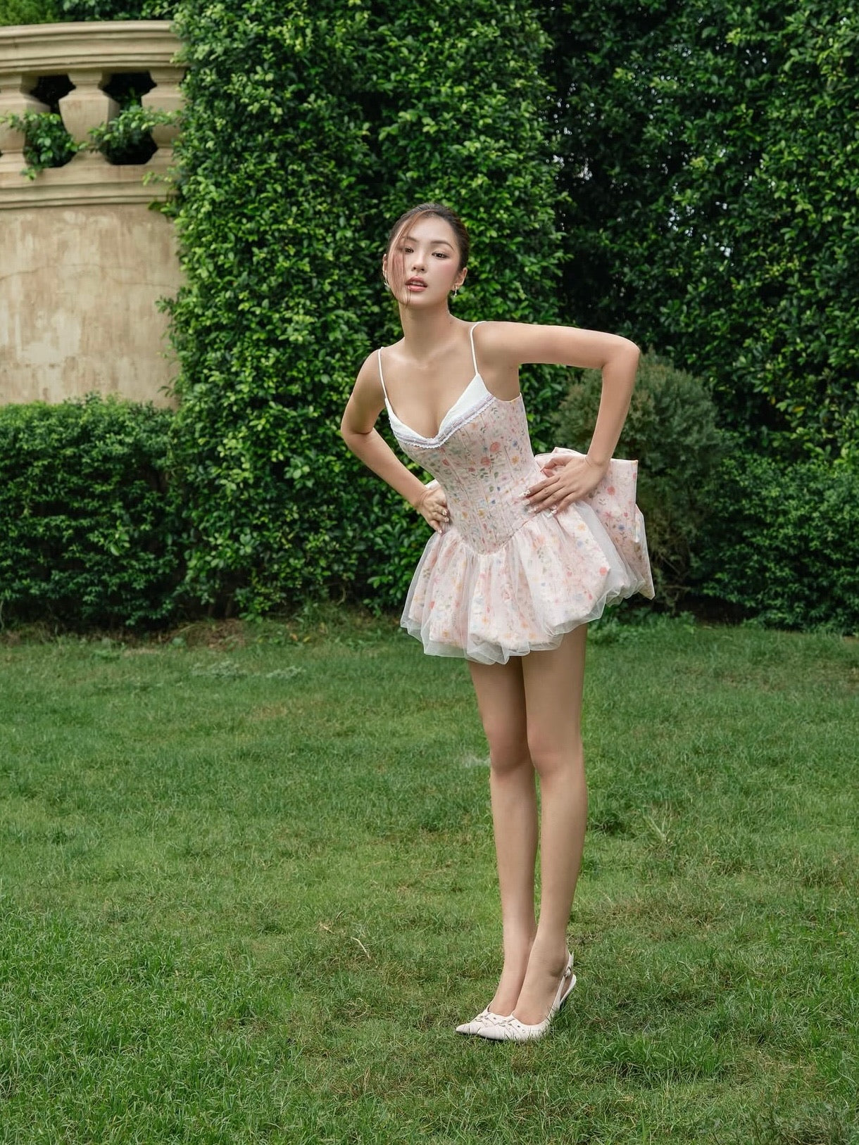 LANE CI -  Cazie Blush Pink Bow Mini Dress