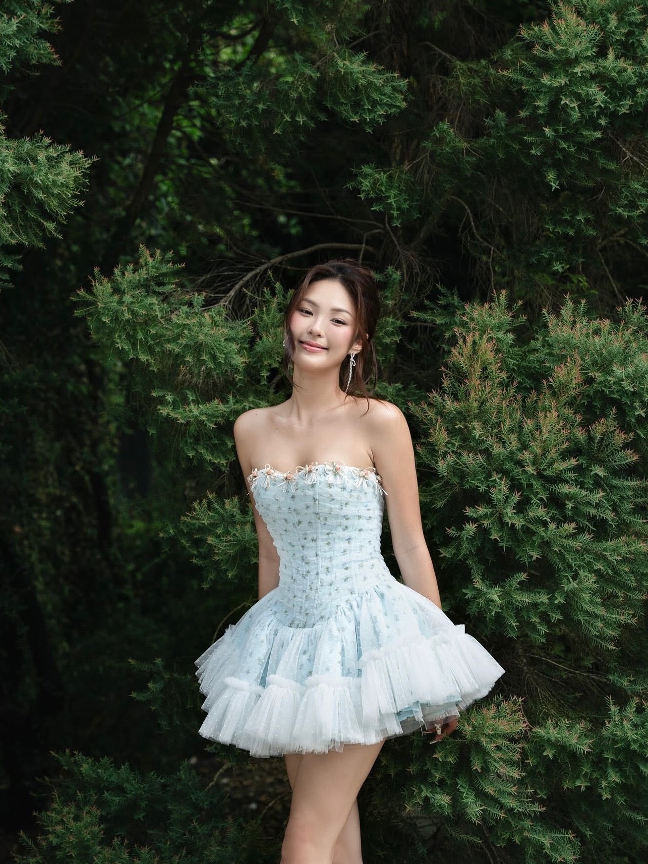 LANE CI -  Moudy Baby Blue Tulle Mini Dress