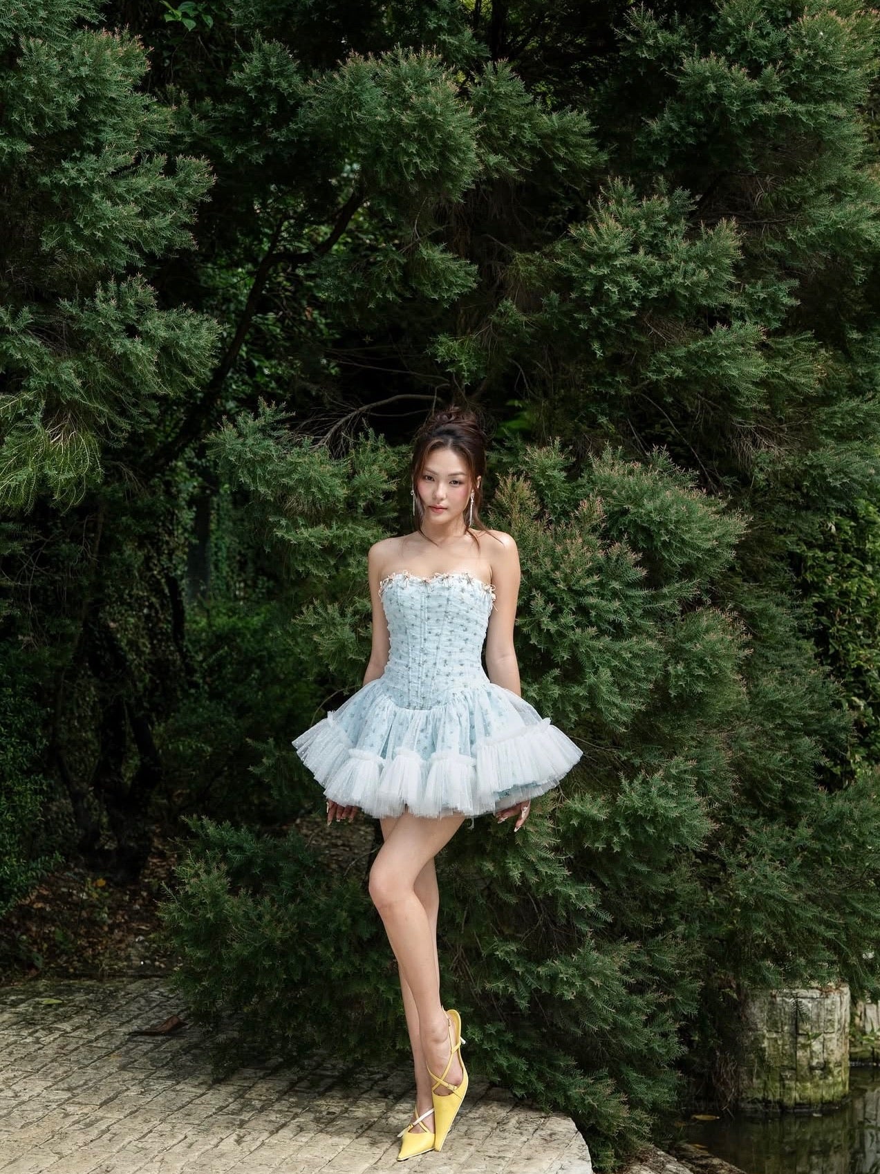LANE CI -  Moudy Baby Blue Tulle Mini Dress