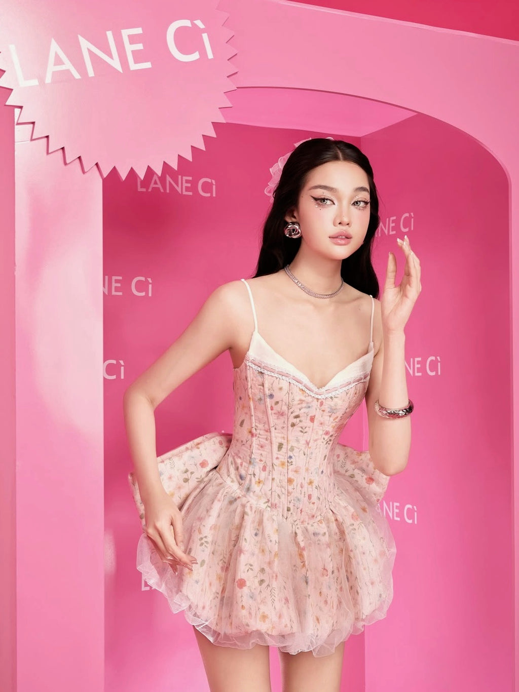LANE CI -  Cazie Blush Pink Bow Mini Dress