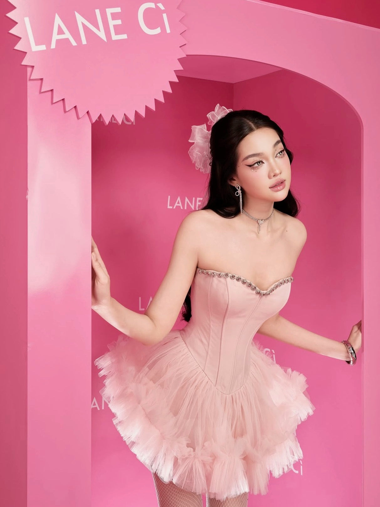 LANE CI - Moni Corset Tulle Mini Dress