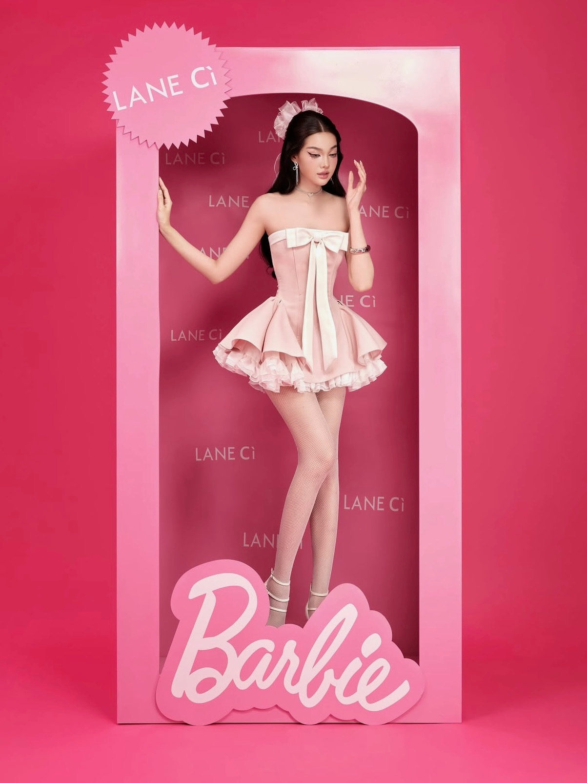 LANE CI - Pink Bow Mini Bunny Dress