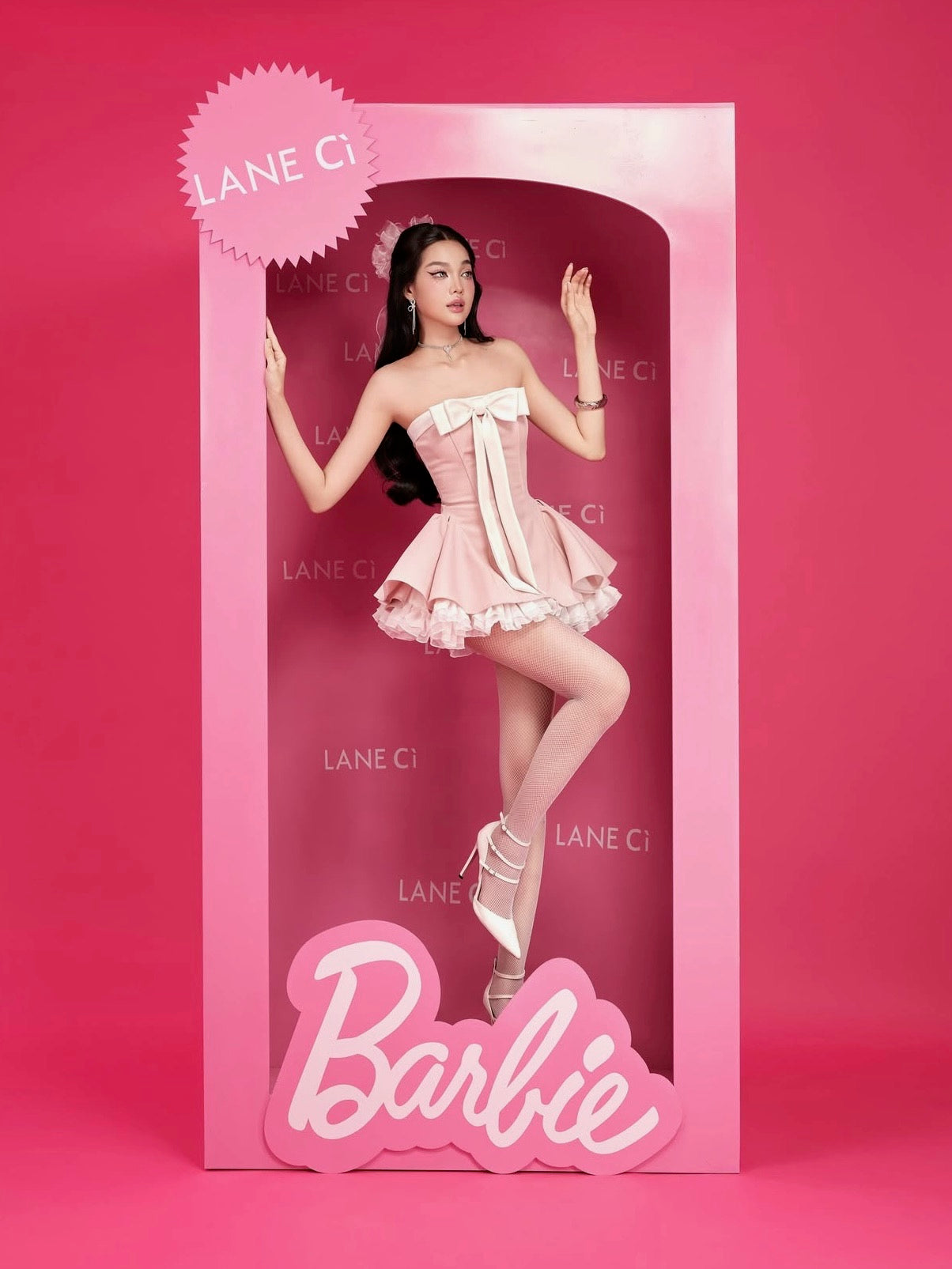 LANE CI - Pink Bow Mini Bunny Dress