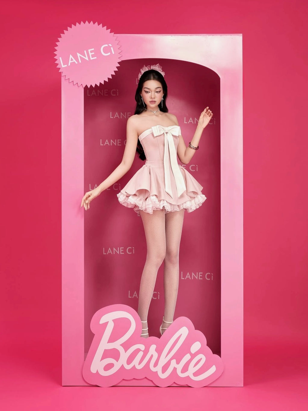 LANE CI - Pink Bow Mini Bunny Dress