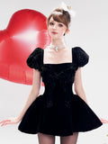 Chan Club Lola Velvet Sparkle Dress (Black/Red)
