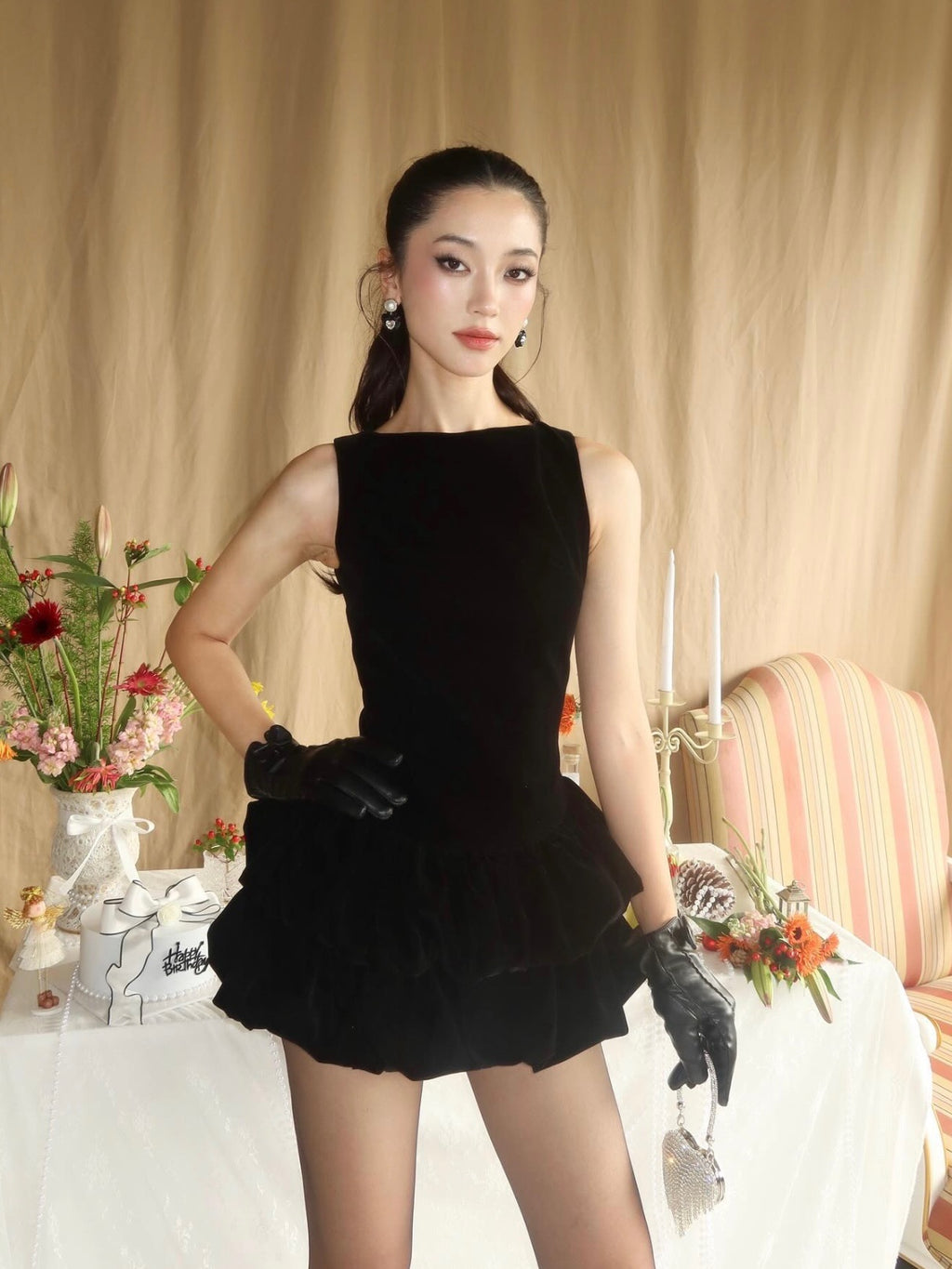 Chan Club Velvet "Jade Jade" Echelle Dress