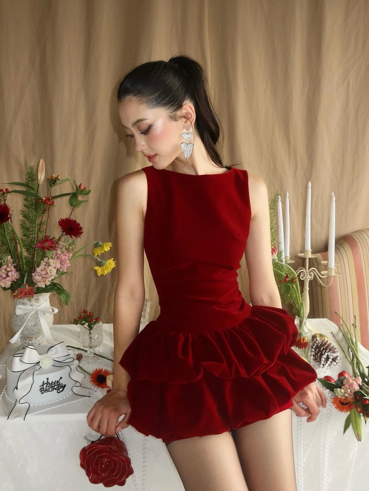 Chan Club Velvet "Jade Jade" Echelle Dress