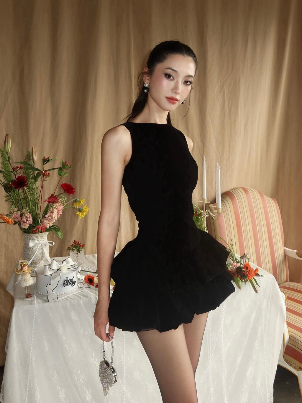 Chan Club Velvet "Jade Jade" Echelle Dress