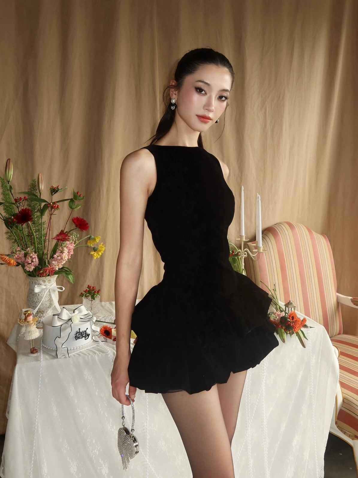 Chan Club Velvet "Jade Jade" Echelle Dress