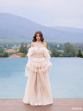 Jirene Studio Ivory Chiffon Two-Piece Maxi Moon Set