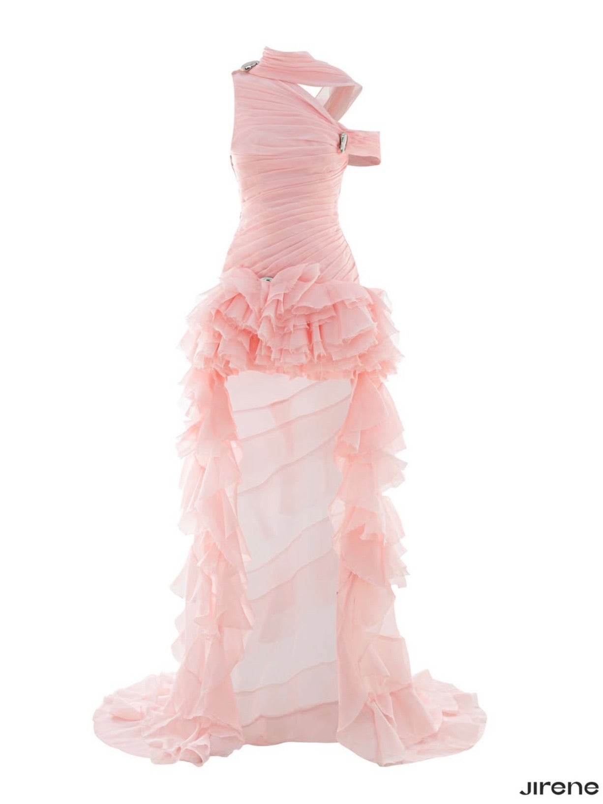 Jirene Studio Blush Layered Ruffle Gown | OPULENT DRESS
