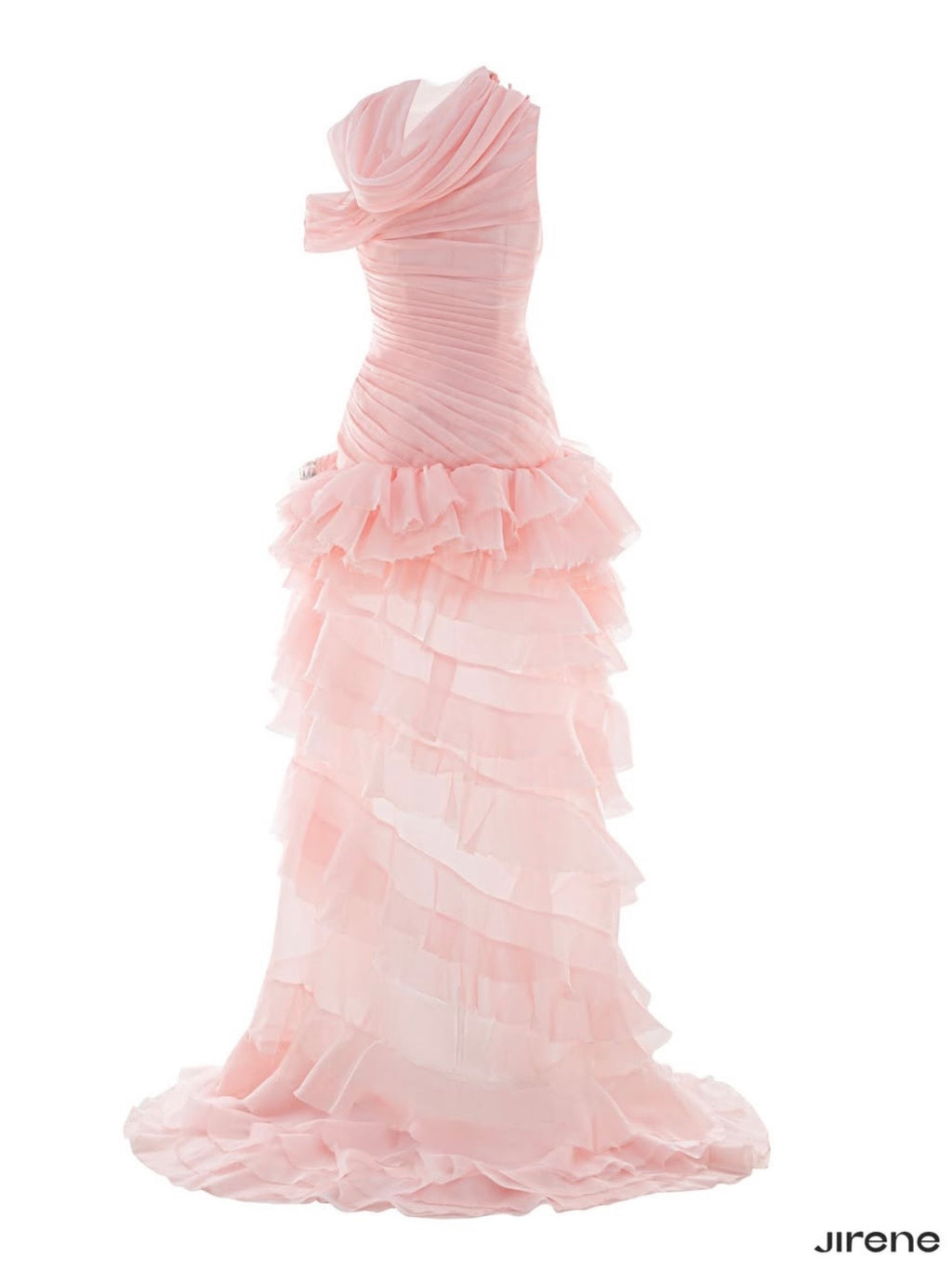 Jirene Studio Blush Layered Ruffle Gown | OPULENT DRESS