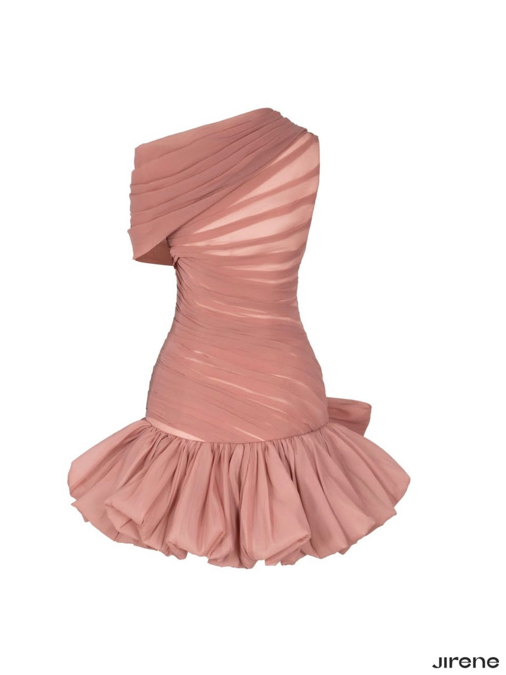 Jirene Studio Rust Asymmetrical Ruffle Mini Dress | REQUIEM DRESS