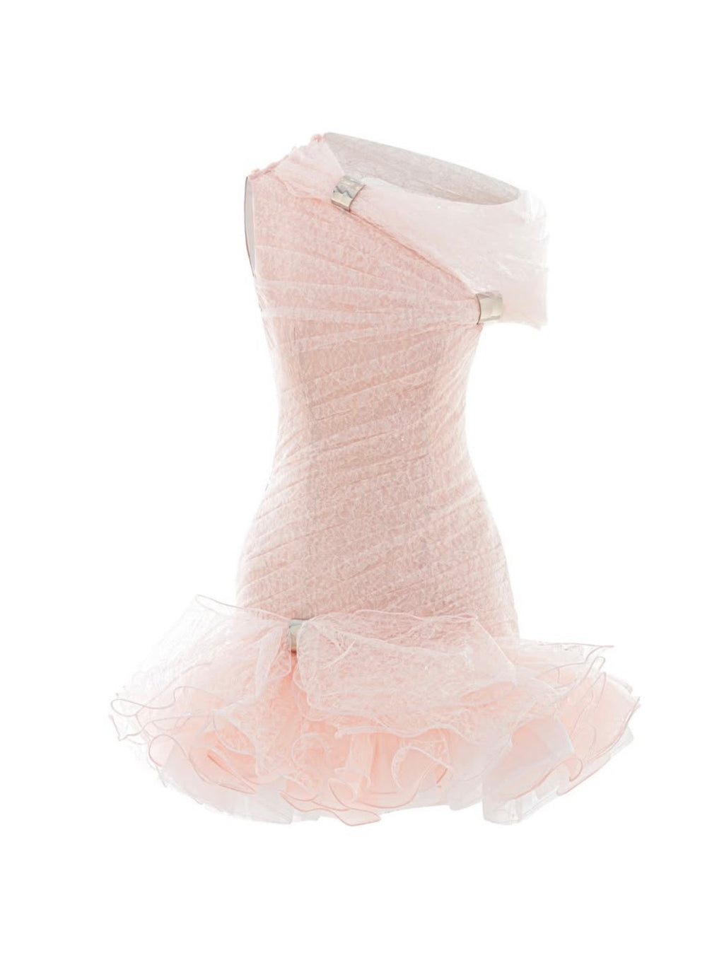 Jirene Studio Blush One-Shoulder Ruffle Mini Dress | BORNE DRESS