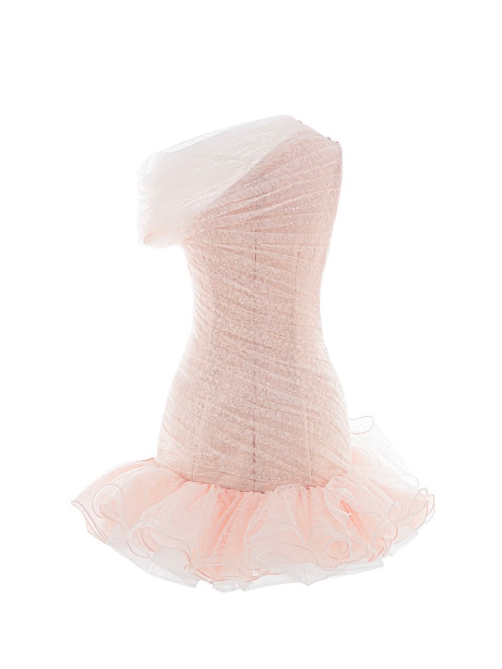 Jirene Studio Blush One-Shoulder Ruffle Mini Dress | BORNE DRESS