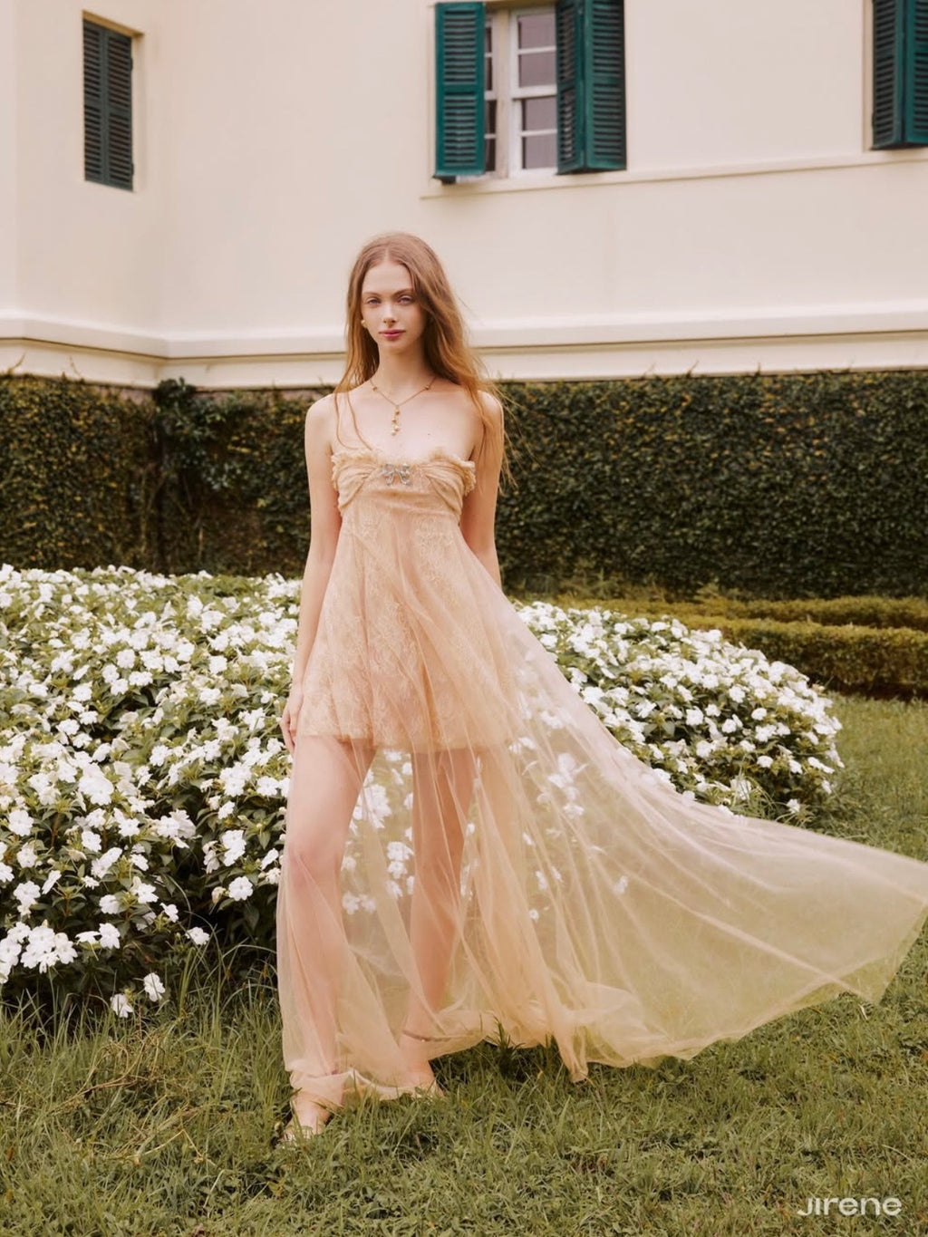 Jirene Studio Champagne Veil Lace Dress | RELIC DRESS