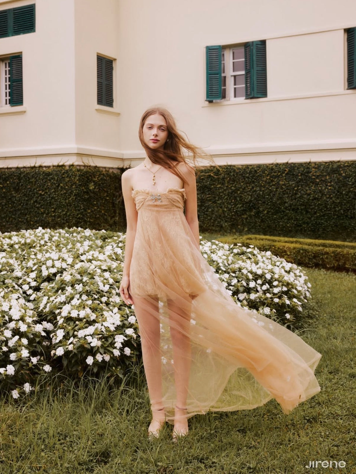Jirene Studio Champagne Veil Lace Dress | RELIC DRESS