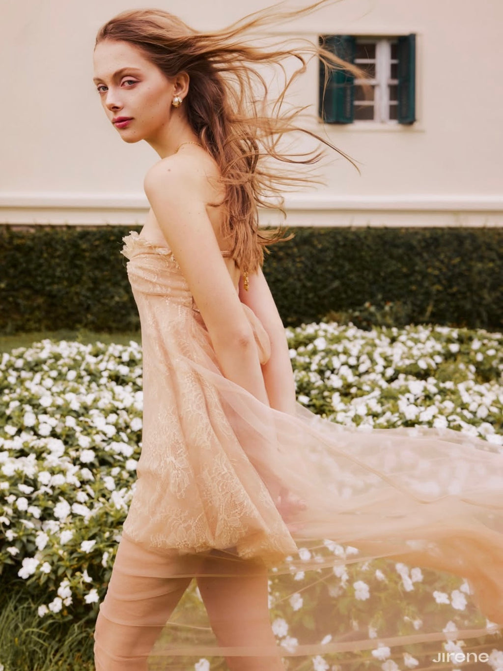 Jirene Studio Champagne Veil Lace Dress | RELIC DRESS