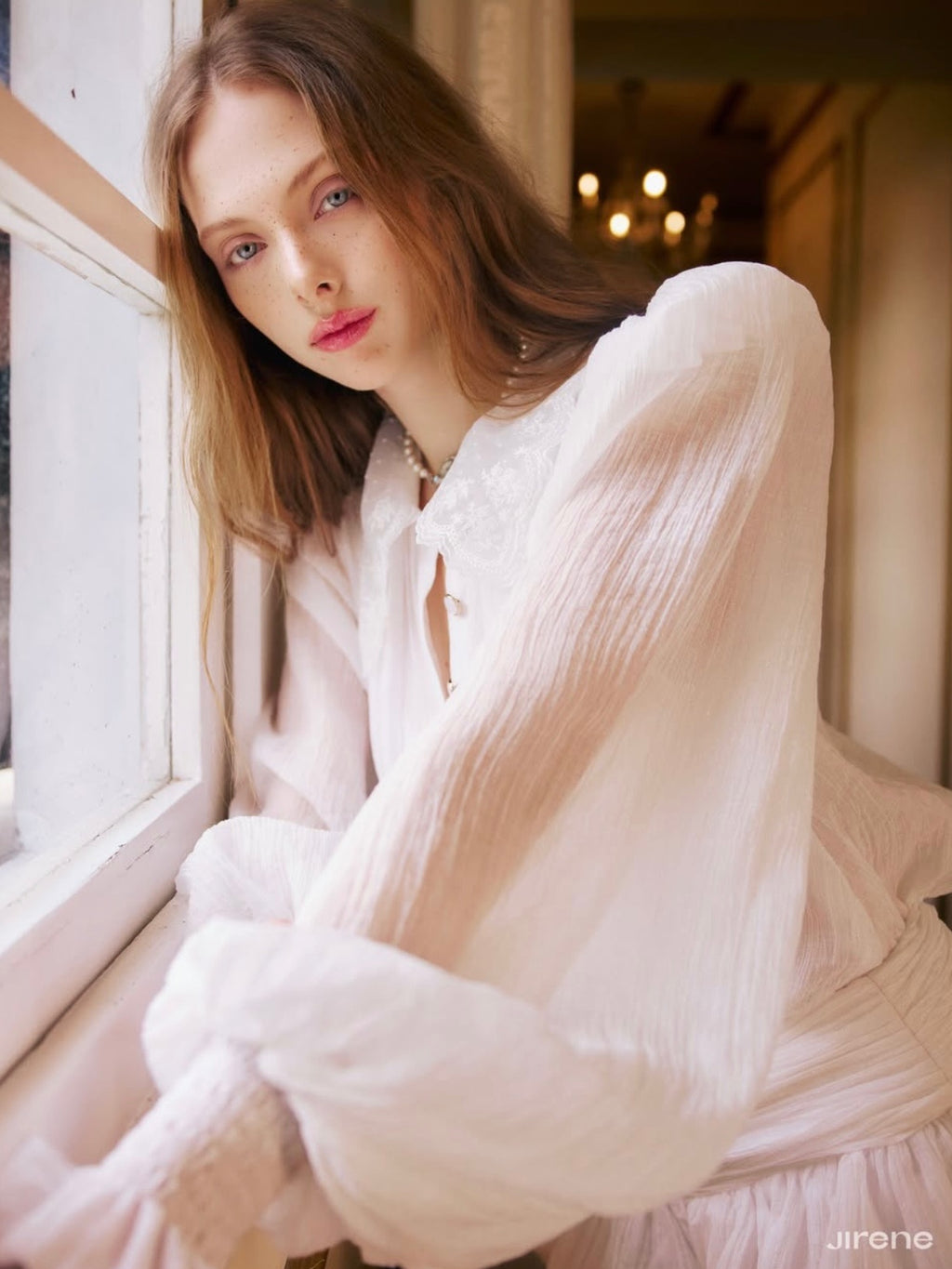Jirene Studio White Sheer Silk Shirt-Style Bubble Dress | AUREA DRESS