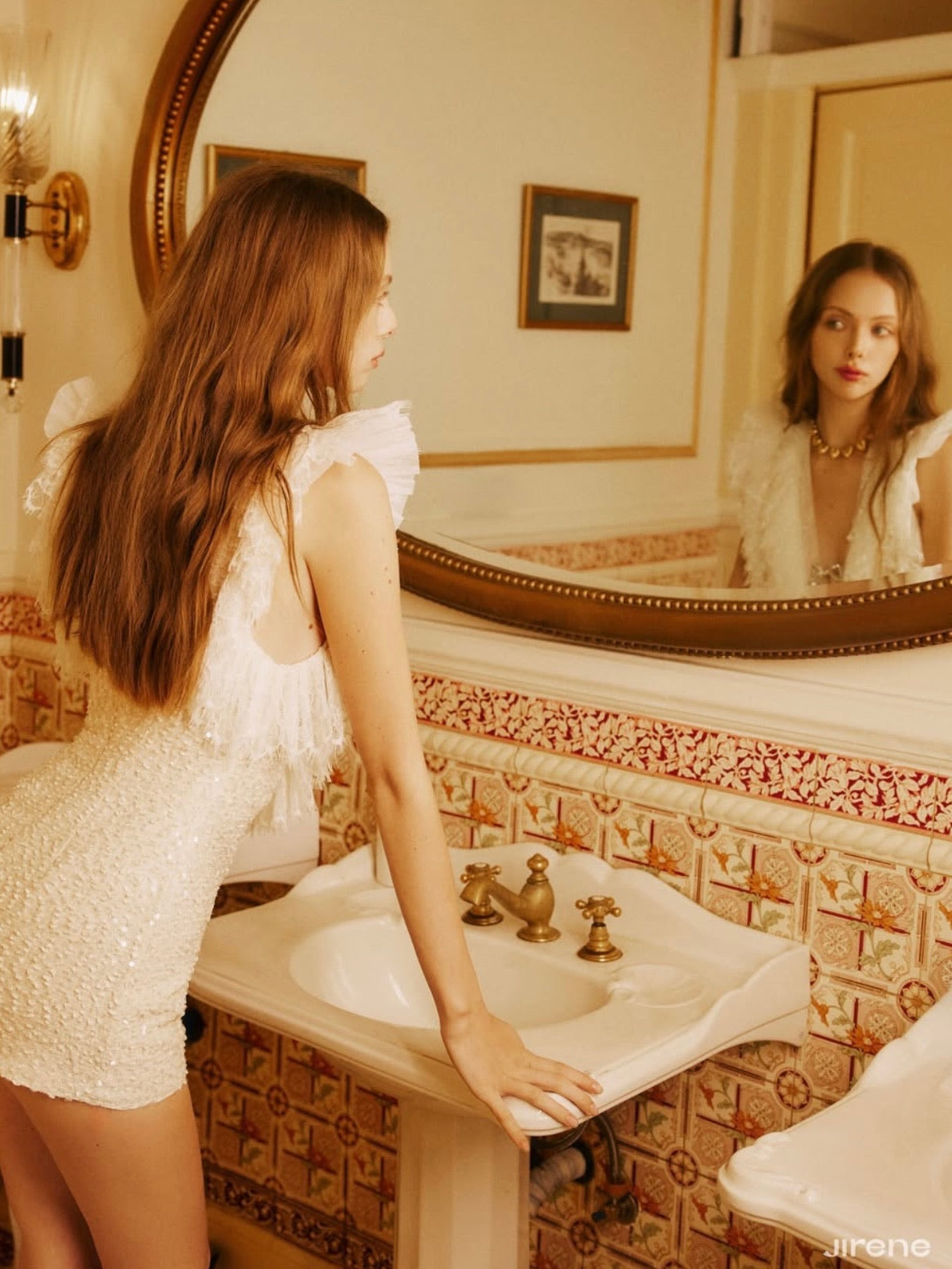 Jirene Studio Ivory Feather Sequin Mini Dress | FEMME DRESS