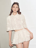 Jirene Studio Ivory Lace Cape Top & Skirt Set | DOUCE SET