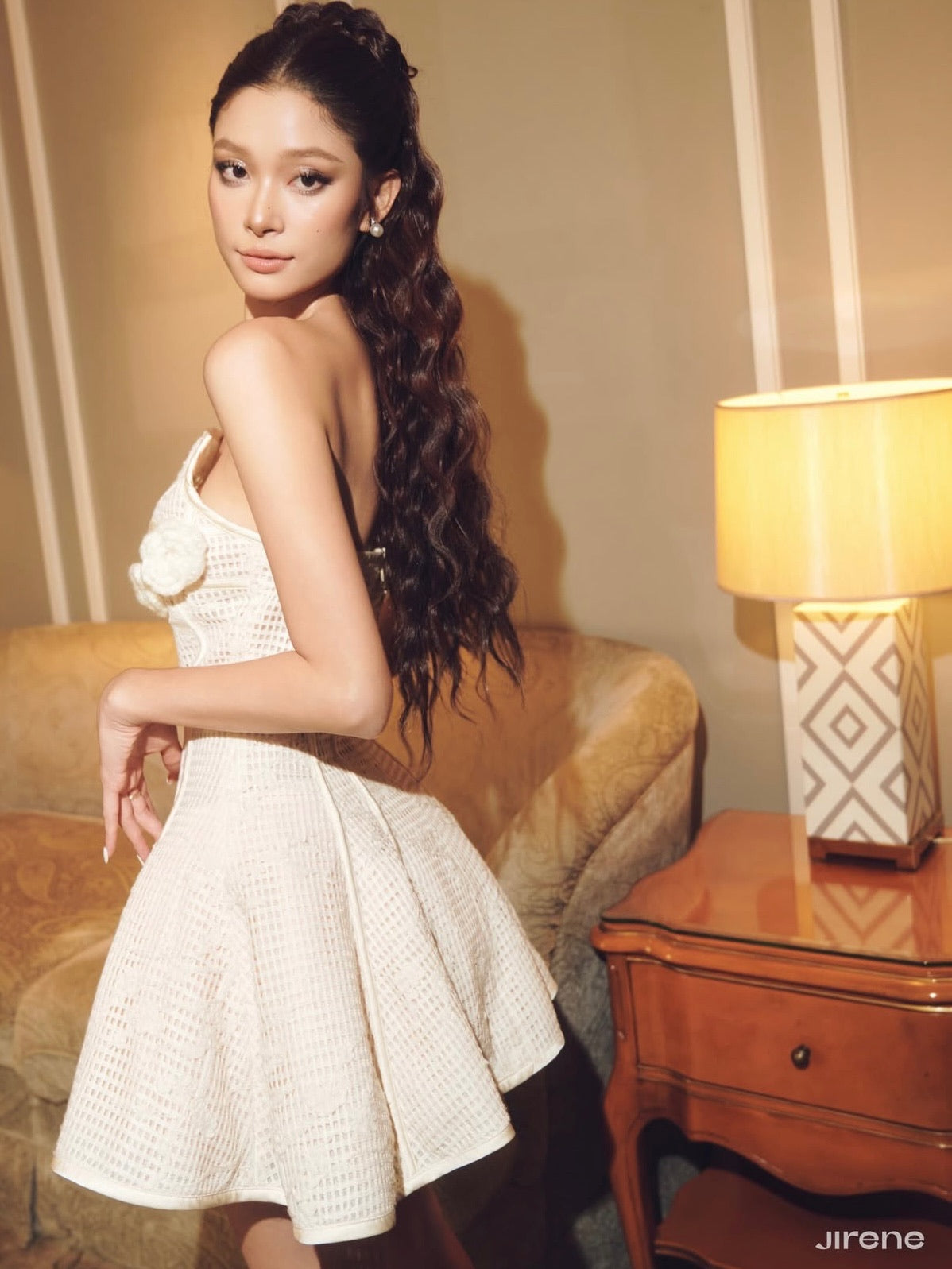 Jirene Studio Ivory Strapless Floral Mini Dress | BEGI DRESS