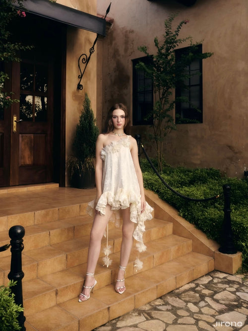 Jirene Studio Ivory Ruffle Babydoll Mini Dress | PIXIE DRESS