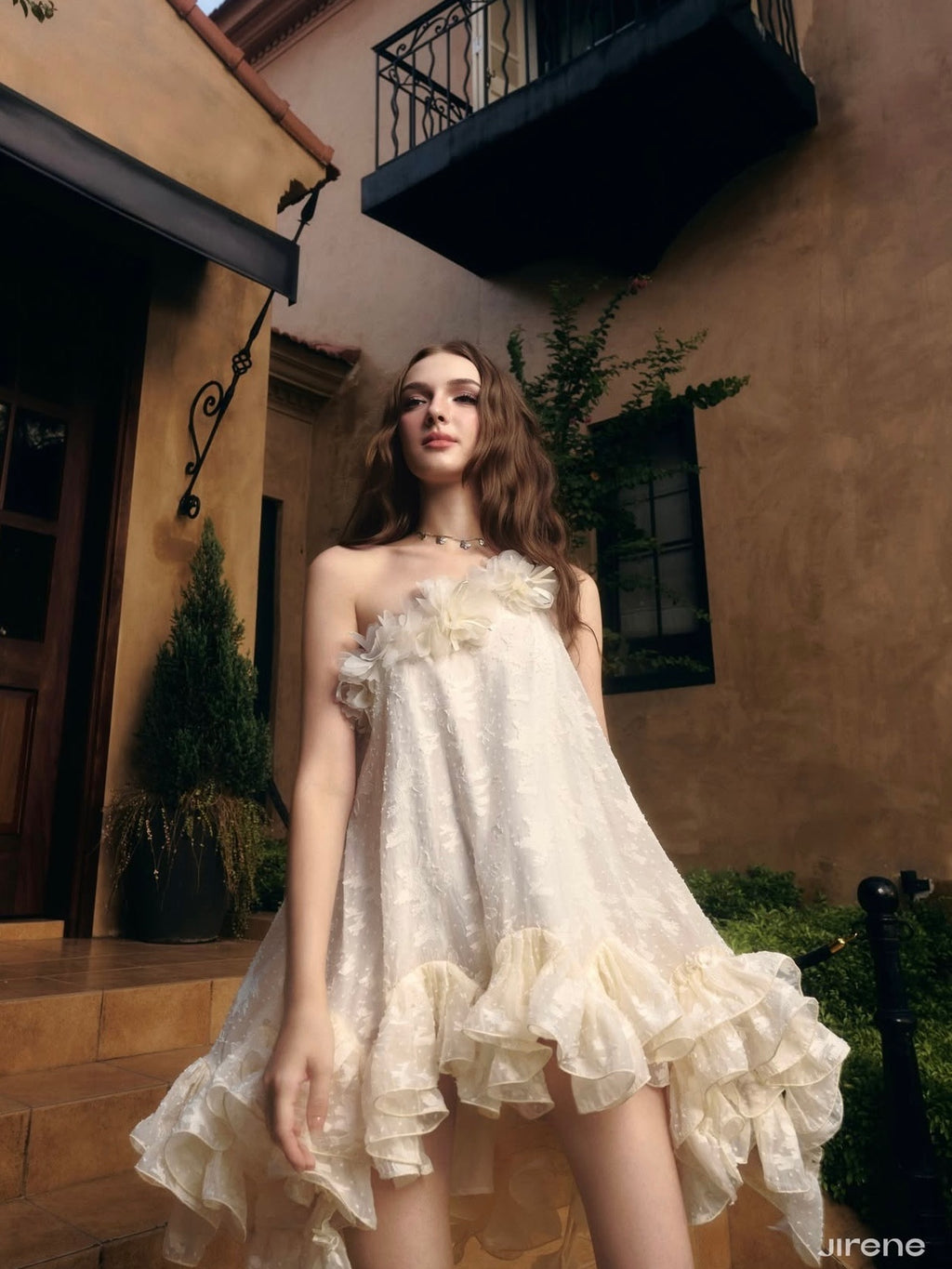 Jirene Studio Ivory Ruffle Babydoll Mini Dress | PIXIE DRESS