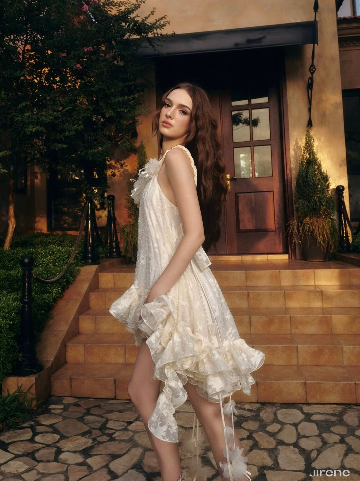 Jirene Studio Ivory Ruffle Babydoll Mini Dress | PIXIE DRESS