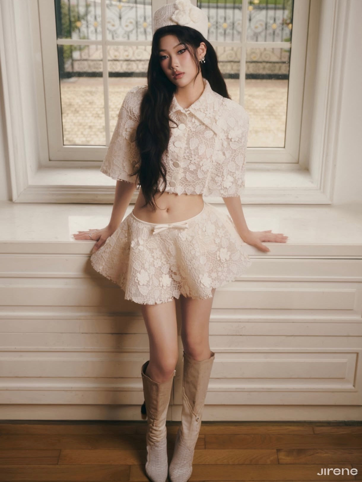 Jirene Studio Ivory Lace Cape Top & Skirt Set | DOUCE SET