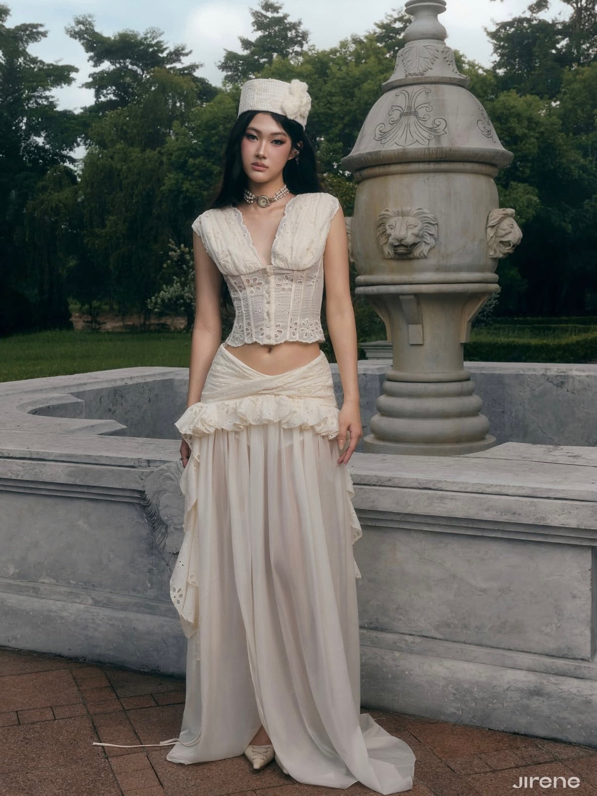 Jirene Studio Cream Corset Skirt Set | RIOT SET