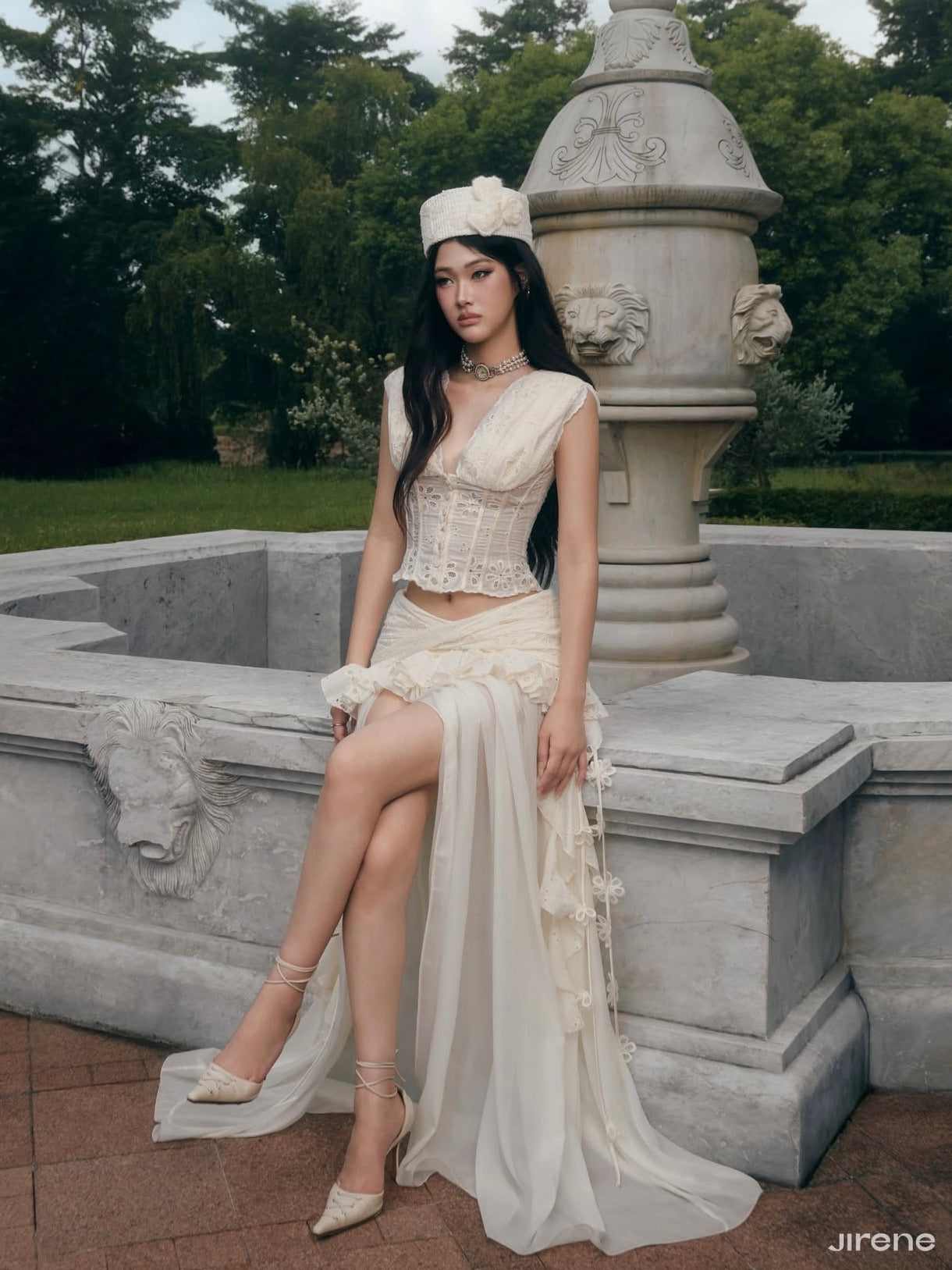 Jirene Studio Cream Corset Skirt Set | RIOT SET