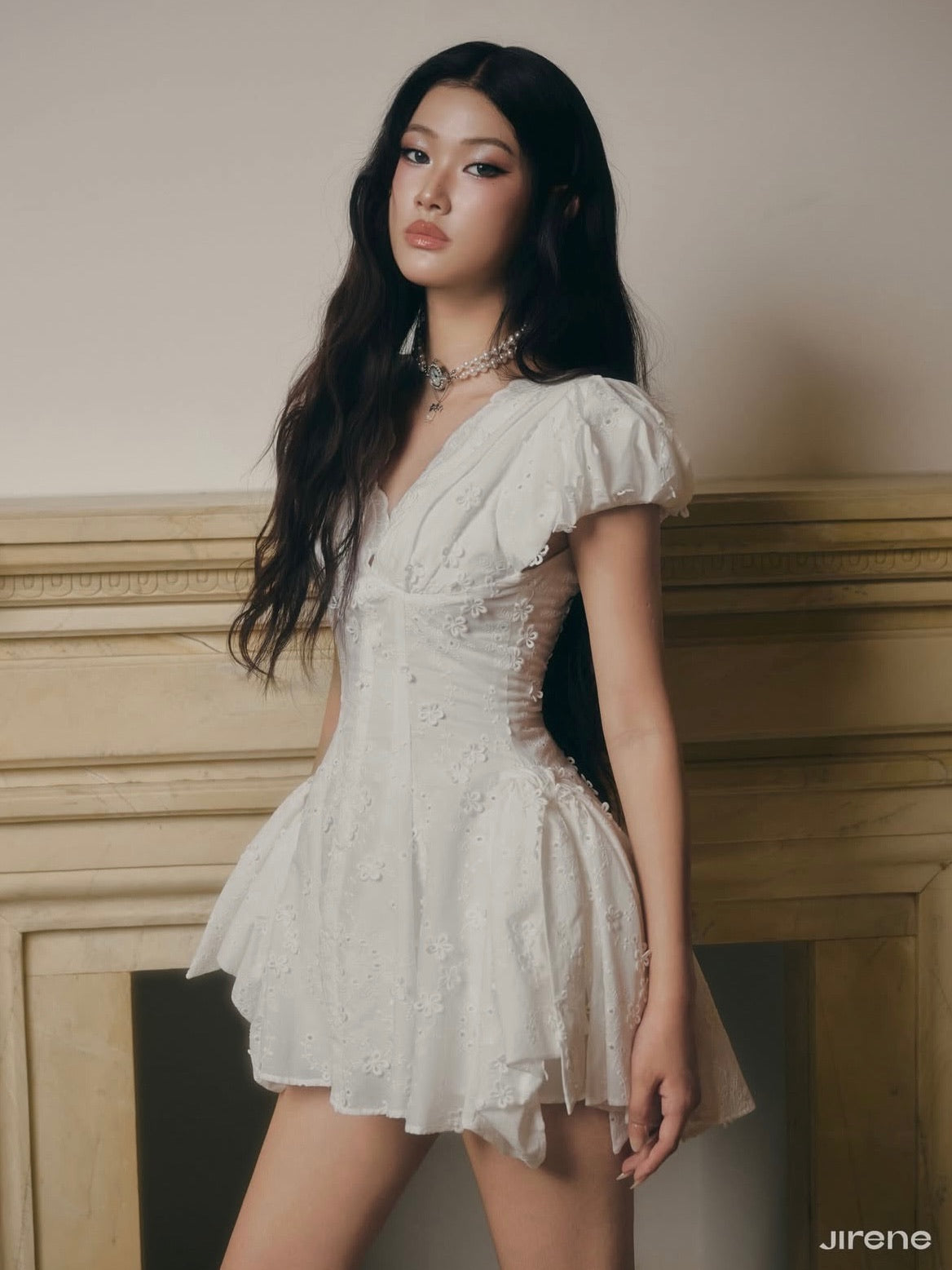 Jirene Studio White Puff Sleeve Mini Dress | BLUR DRESS