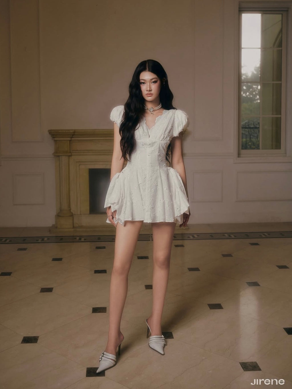 Jirene Studio White Puff Sleeve Mini Dress | BLUR DRESS