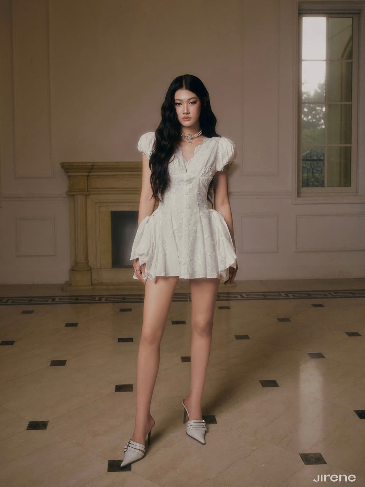 Jirene Studio White Puff Sleeve Mini Dress | BLUR DRESS