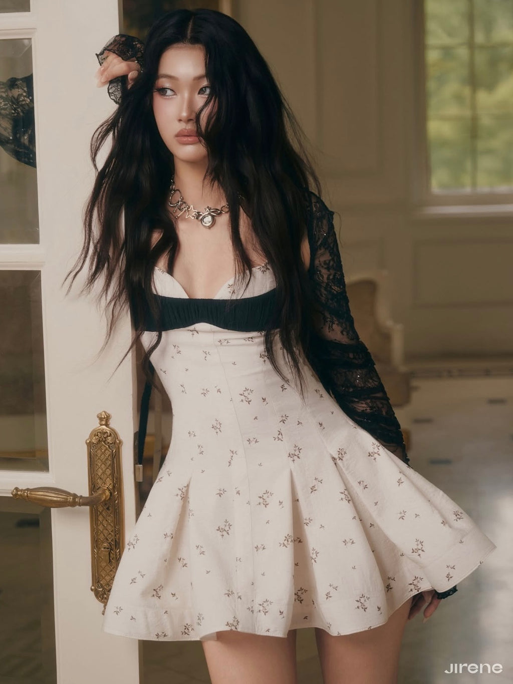 Jirene Studio Black Bow Floral Mini Dress | MALIBU DRESS
