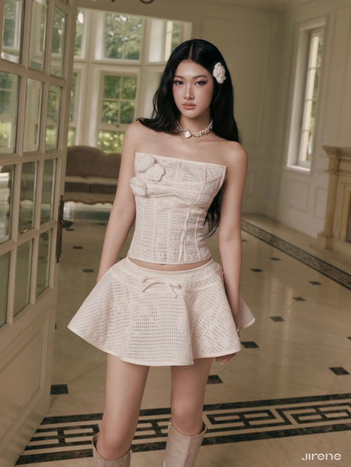 Jirene Studio Ivory Corset Flare Mini Dress | CHARMER SET