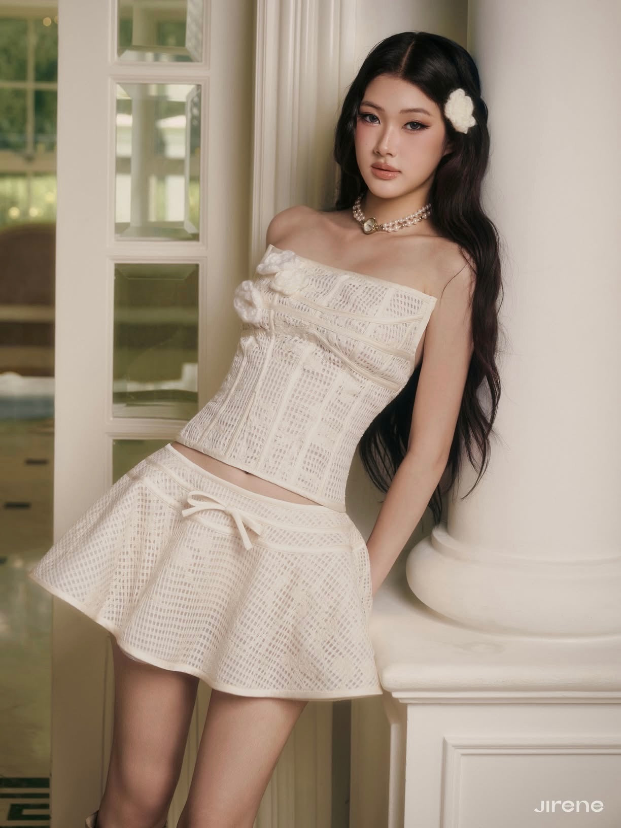 Jirene Studio Ivory Corset Flare Mini Dress | CHARMER SET