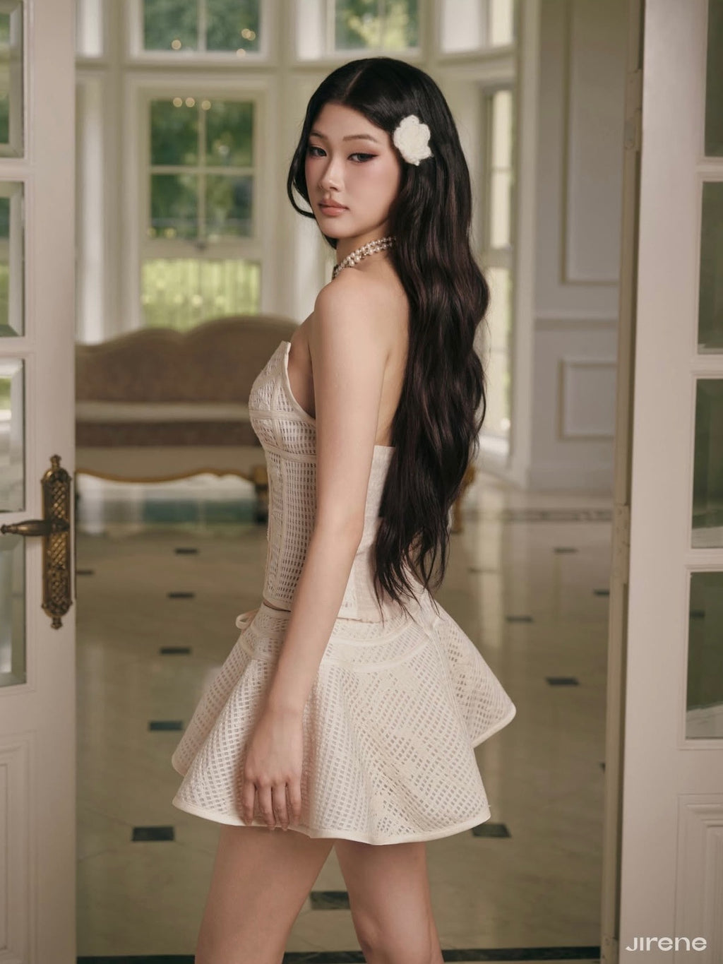 Jirene Studio Ivory Corset Flare Mini Dress | CHARMER SET